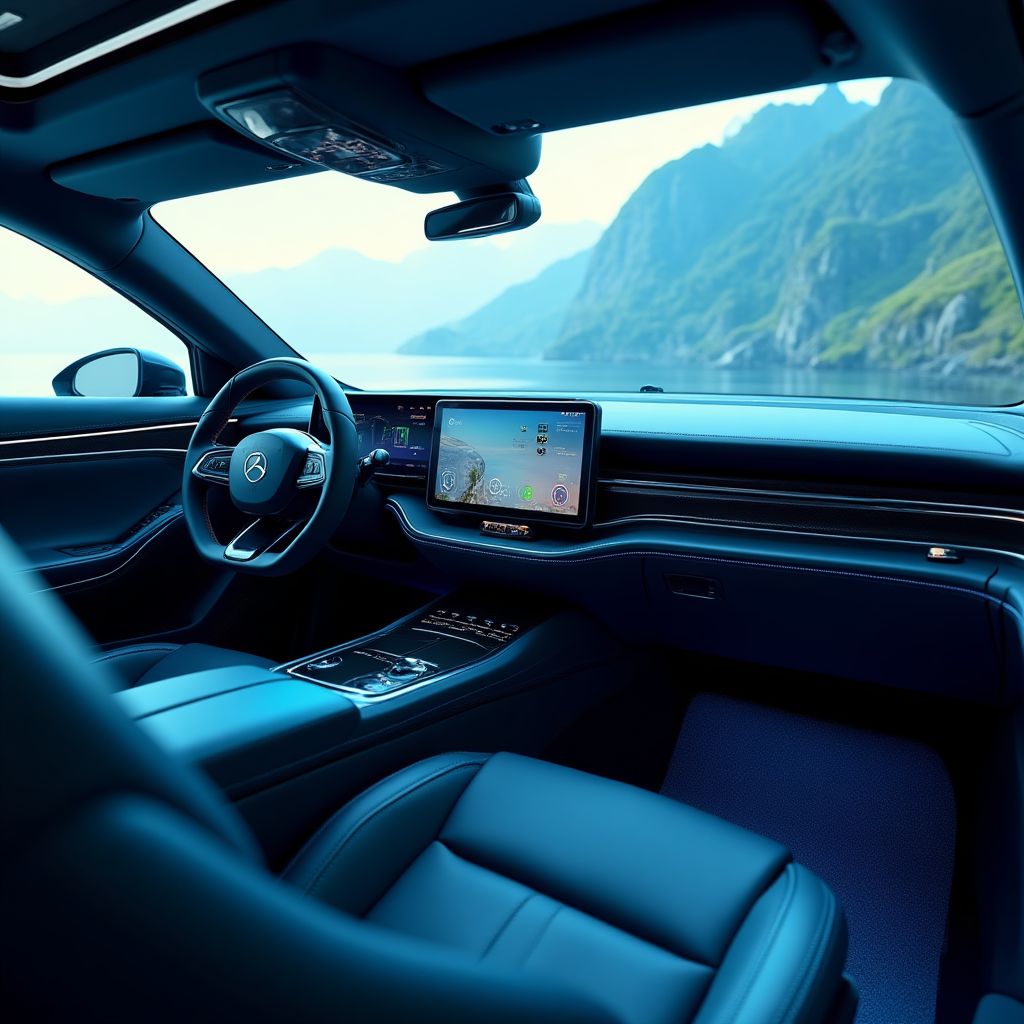 Interior de lujo de vehículo eléctrico